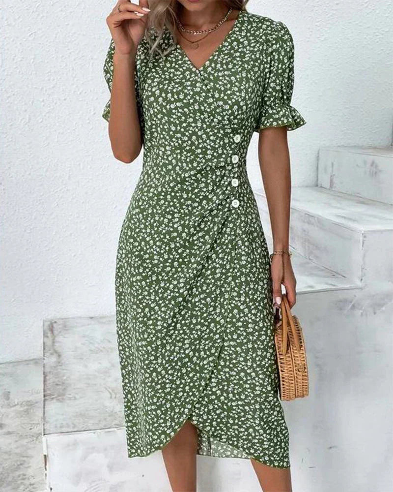 Tine - Robe à Manches Courtes avec Imprimé Floral