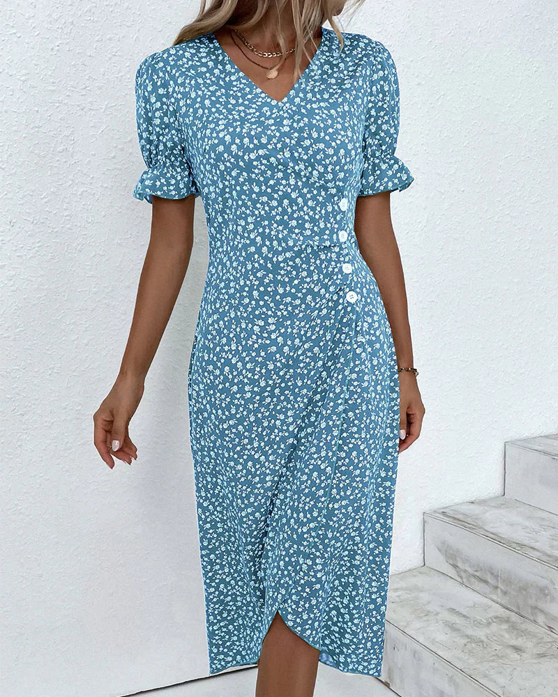 Tine - Robe à Manches Courtes avec Imprimé Floral