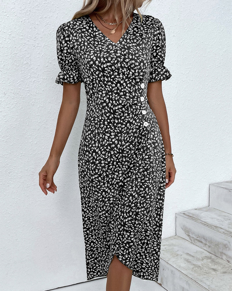 Tine - Robe à Manches Courtes avec Imprimé Floral