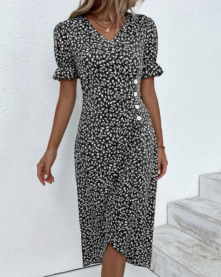 Tine - Robe à Manches Courtes avec Imprimé Floral