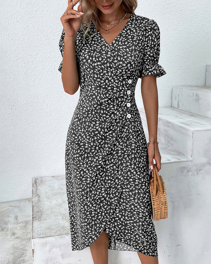 Tine - Robe à Manches Courtes avec Imprimé Floral