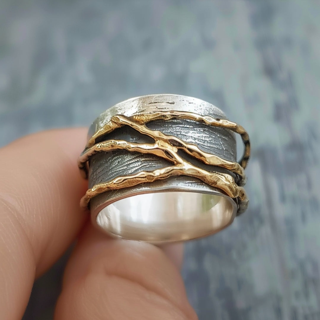 Bague en fil d'argent et d'or