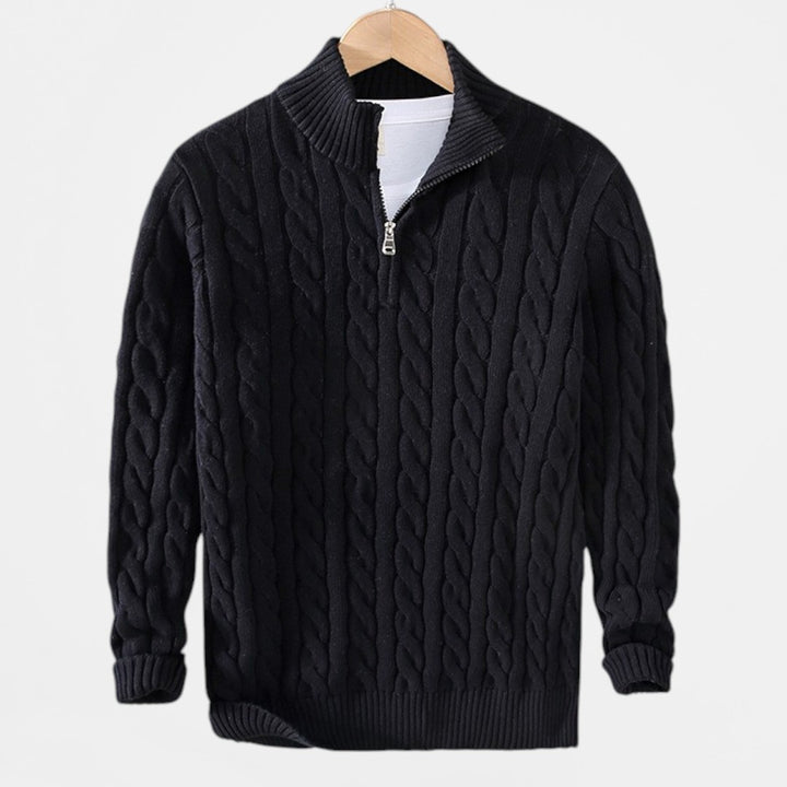 Jacob | Pull en maille torsadée premium avec zip