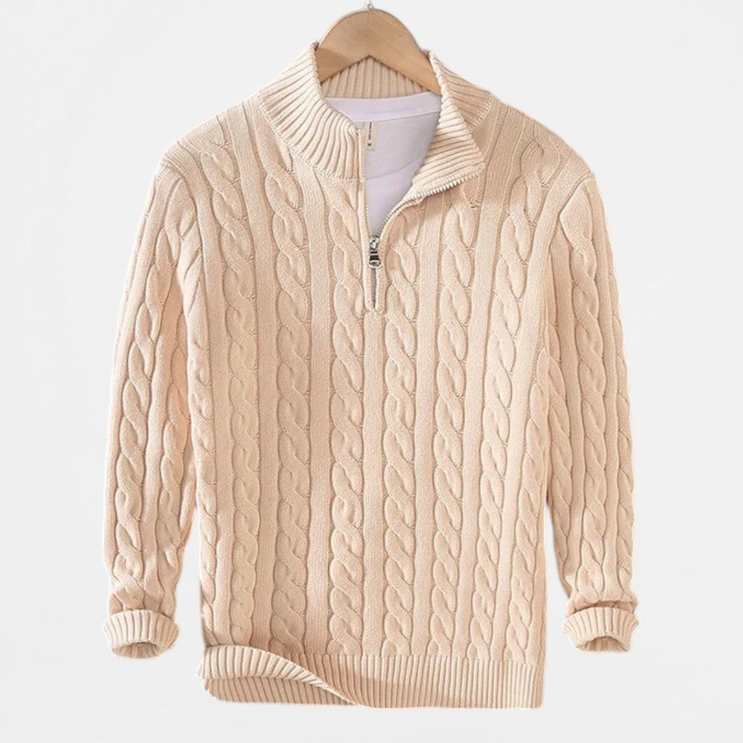 Jacob | Pull en maille torsadée premium avec zip
