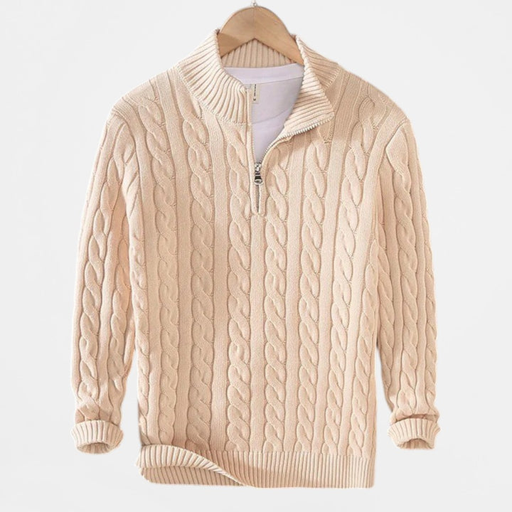 Jacob | Pull en maille torsadée premium avec zip