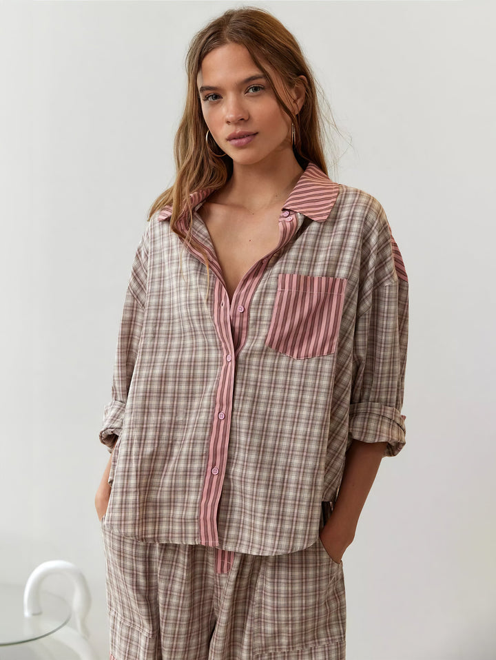 Ava Ensemble Loungewear 2 Pièces Femme – Pyjama à Carreaux