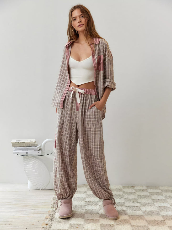 Ava Ensemble Loungewear 2 Pièces Femme – Pyjama à Carreaux