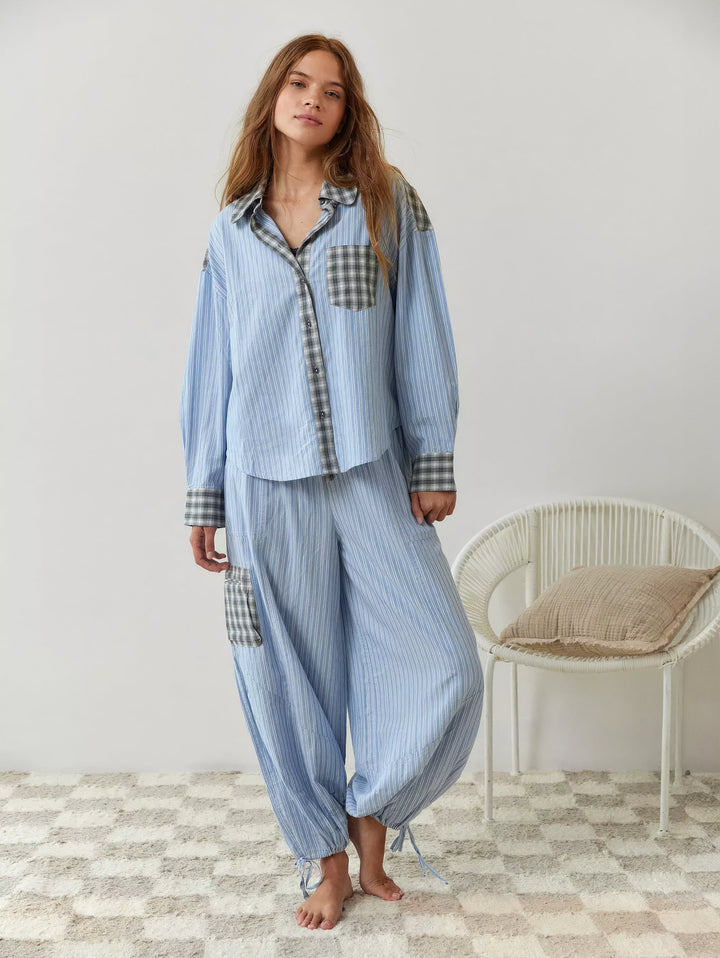 Ava Ensemble Loungewear 2 Pièces Femme – Pyjama à Carreaux