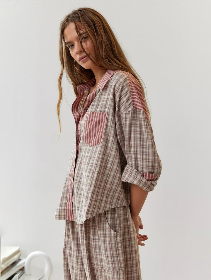 Ava Ensemble Loungewear 2 Pièces Femme – Pyjama à Carreaux