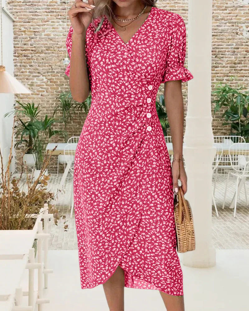 Tine - Robe à Manches Courtes avec Imprimé Floral