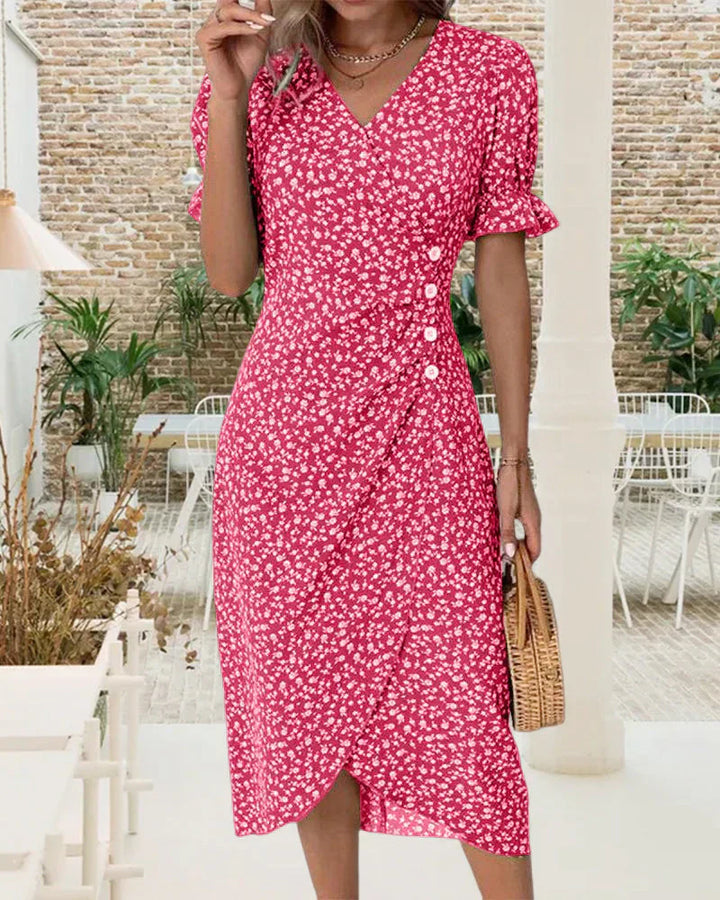 Tine - Robe à Manches Courtes avec Imprimé Floral