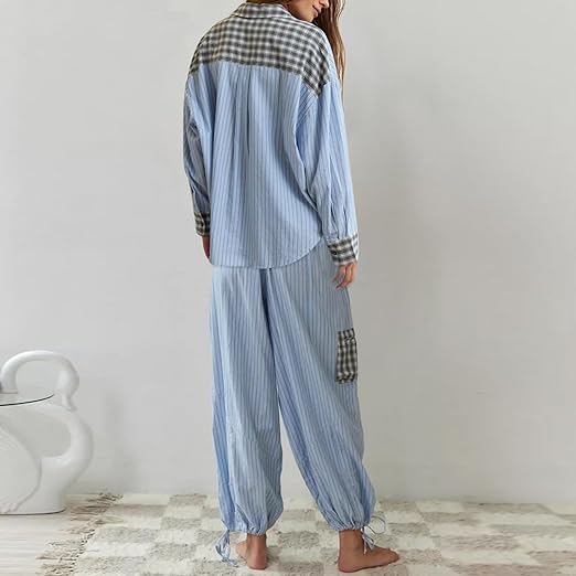 Ava Ensemble Loungewear 2 Pièces Femme – Pyjama à Carreaux