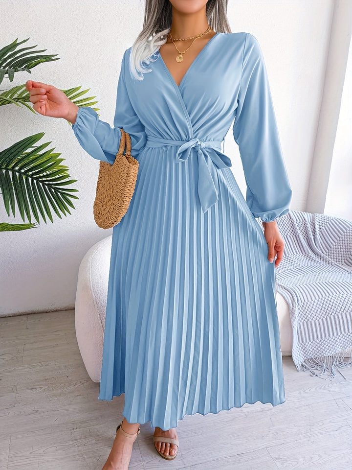 Camille - Robe élégante à manches longues et décolleté croisé