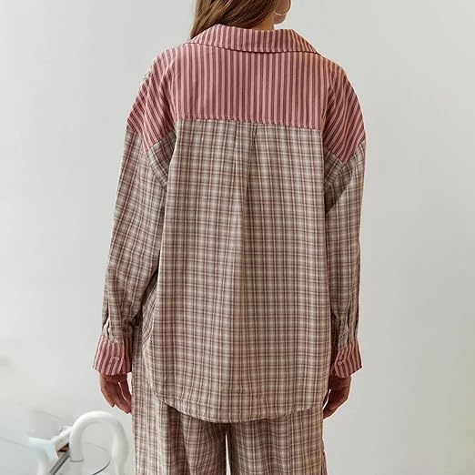 Ava Ensemble Loungewear 2 Pièces Femme – Pyjama à Carreaux