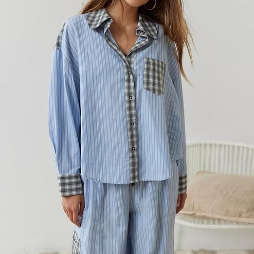 Ava Ensemble Loungewear 2 Pièces Femme – Pyjama à Carreaux