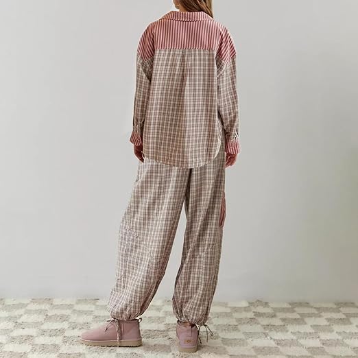 Ava Ensemble Loungewear 2 Pièces Femme – Pyjama à Carreaux