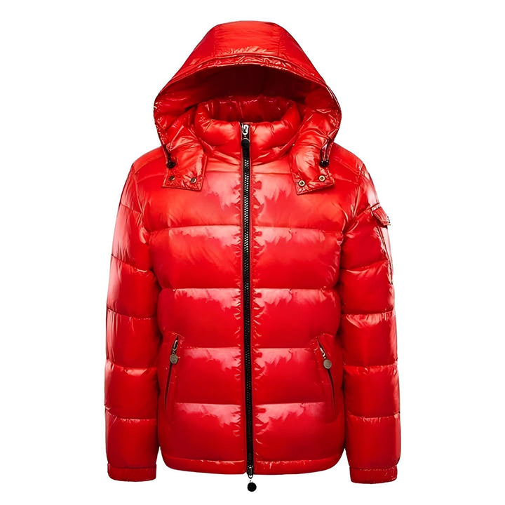 Veste polaire à capuche brillante pour hommes - Isolation hivernale