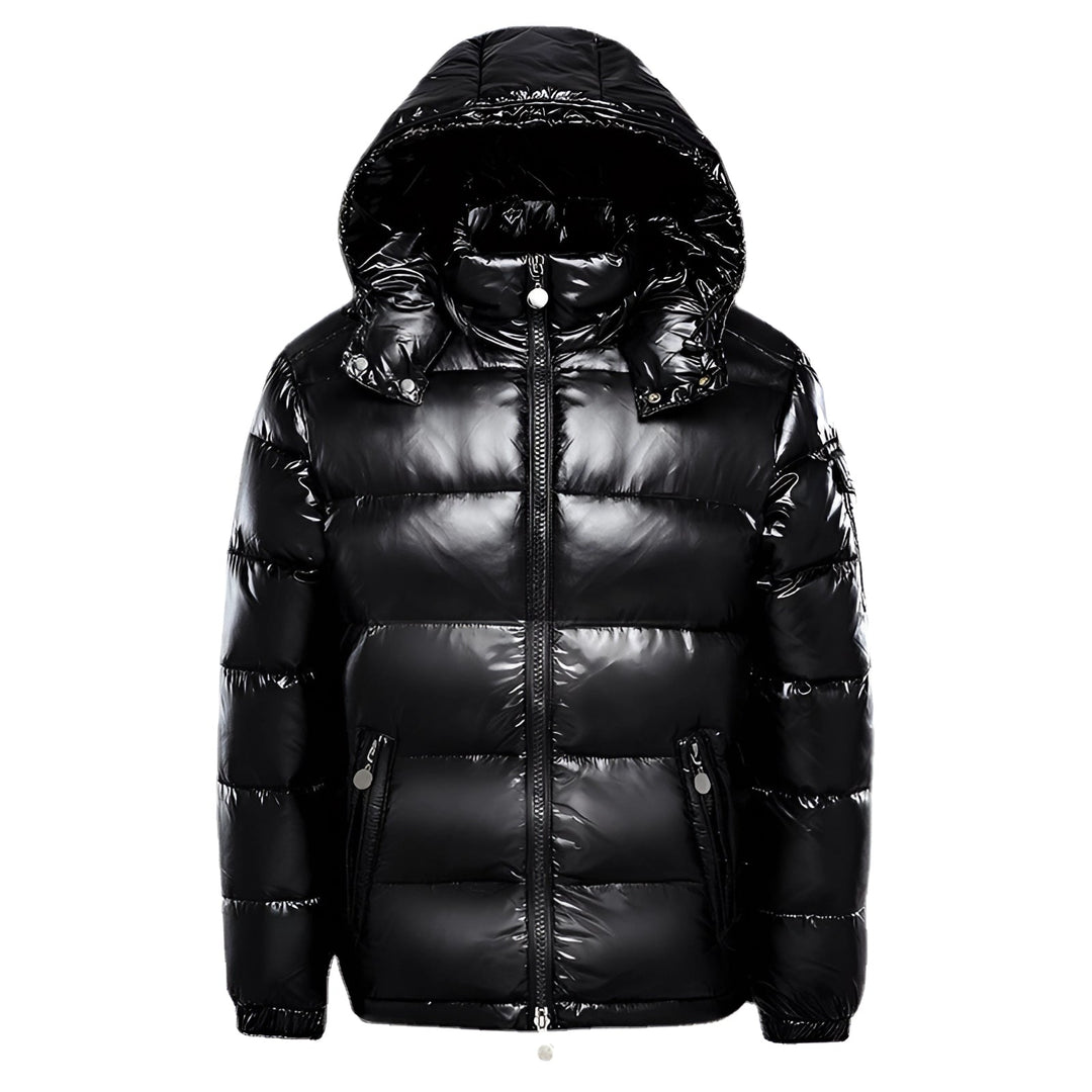 Veste polaire à capuche brillante pour hommes - Isolation hivernale