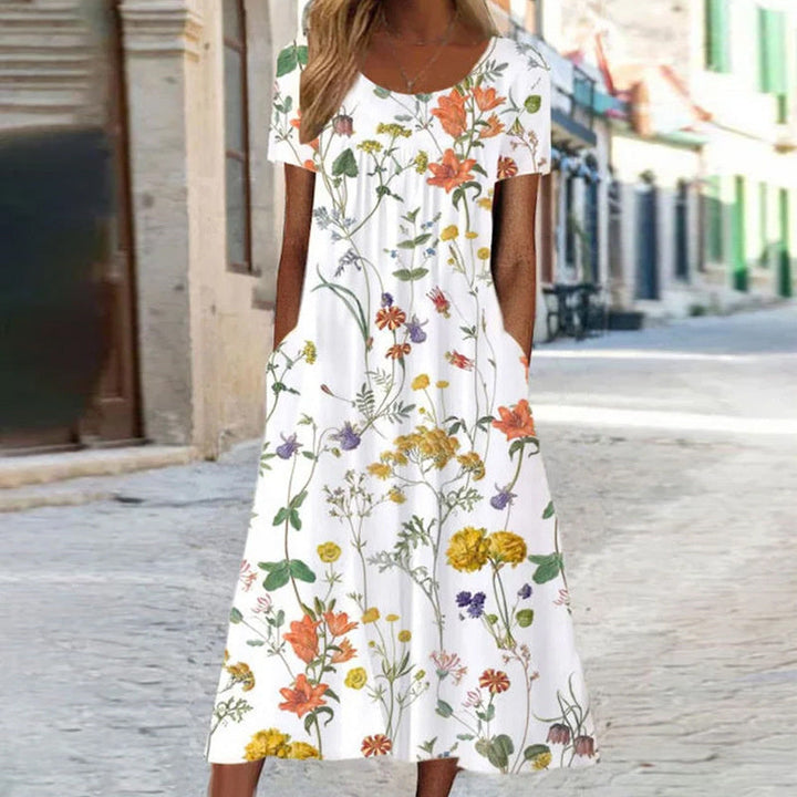 Laura | Robe Boho Florale avec effet ventre gainant