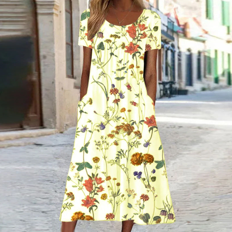 Laura | Robe Boho Florale avec effet ventre gainant