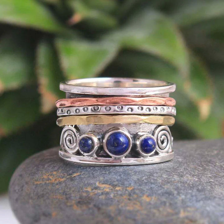 Bague boho en opale océanique en argent