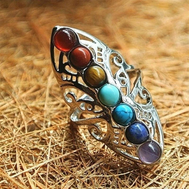 Bague Boho Ajustable avec Pierres Naturelles en Argent