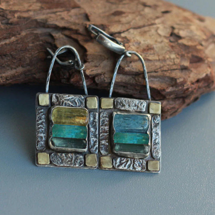 Boucles d'oreilles en cristal bleu-vert