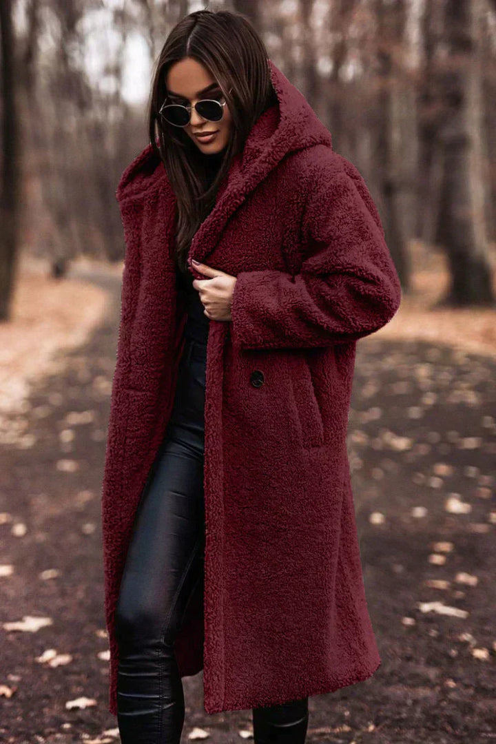 Nina Manteau Teddy Long - Confort d'hiver tendance & mélange de laine de luxe