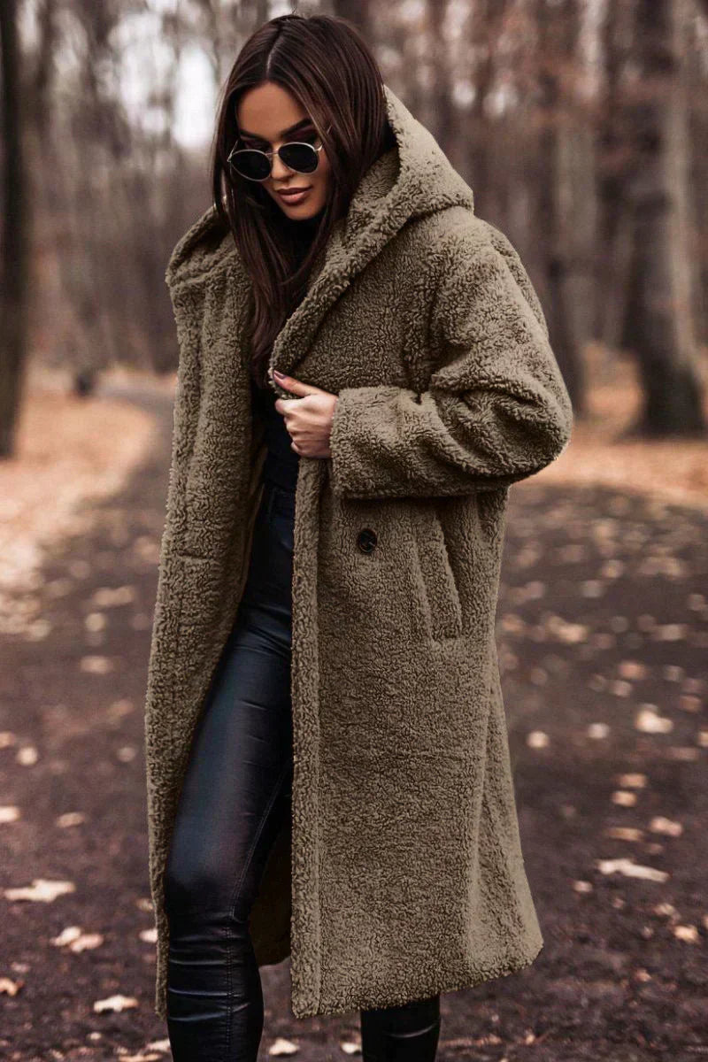 Nina Manteau Teddy Long - Confort d'hiver tendance & mélange de laine de luxe