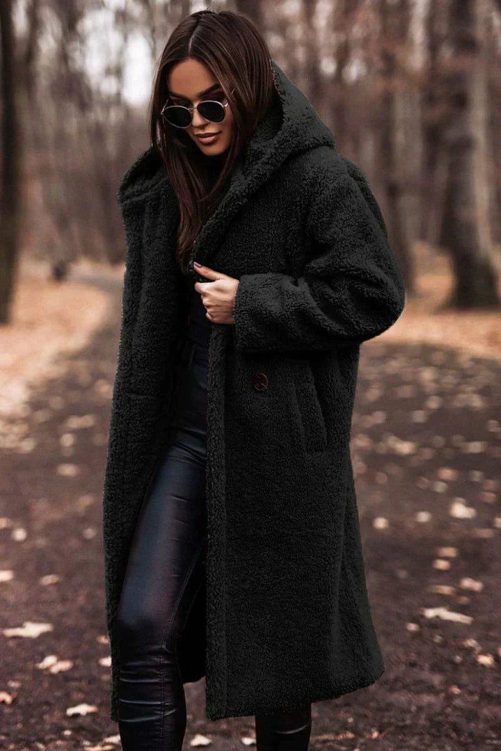 Nina Manteau Teddy Long - Confort d'hiver tendance & mélange de laine de luxe