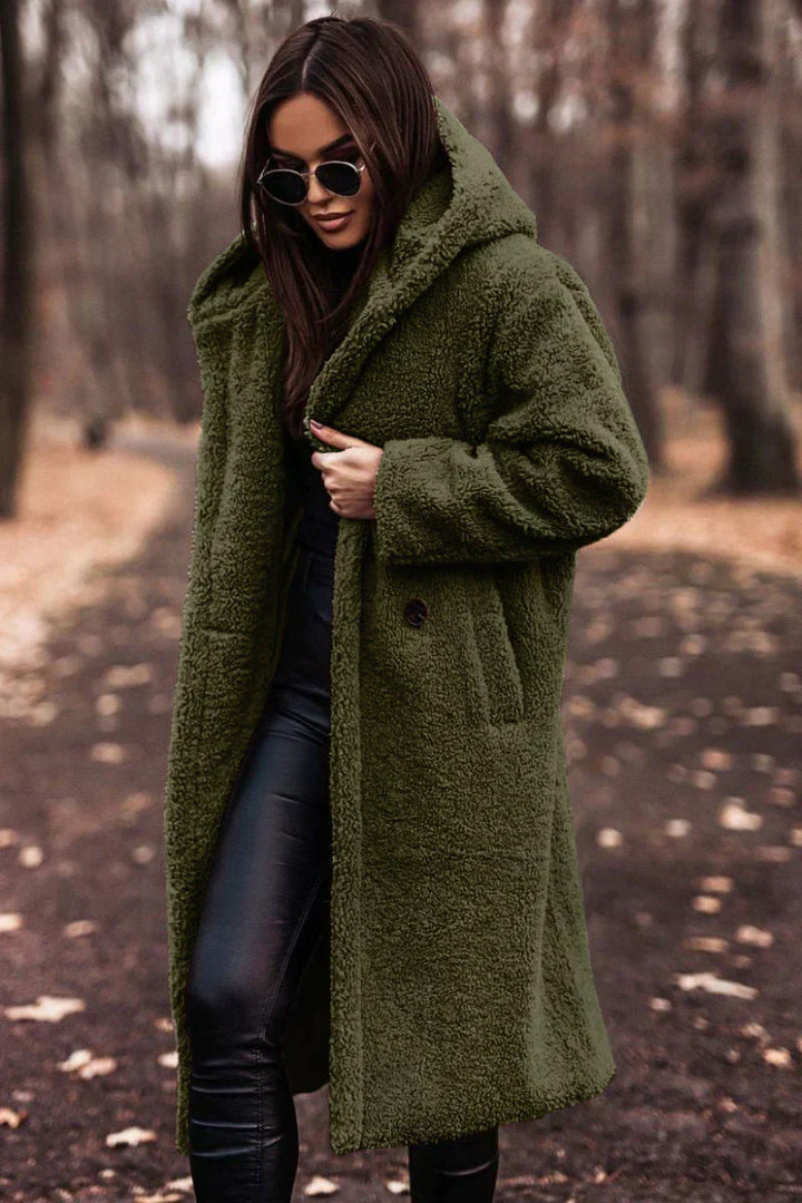 Nina Manteau Teddy Long - Confort d'hiver tendance & mélange de laine de luxe