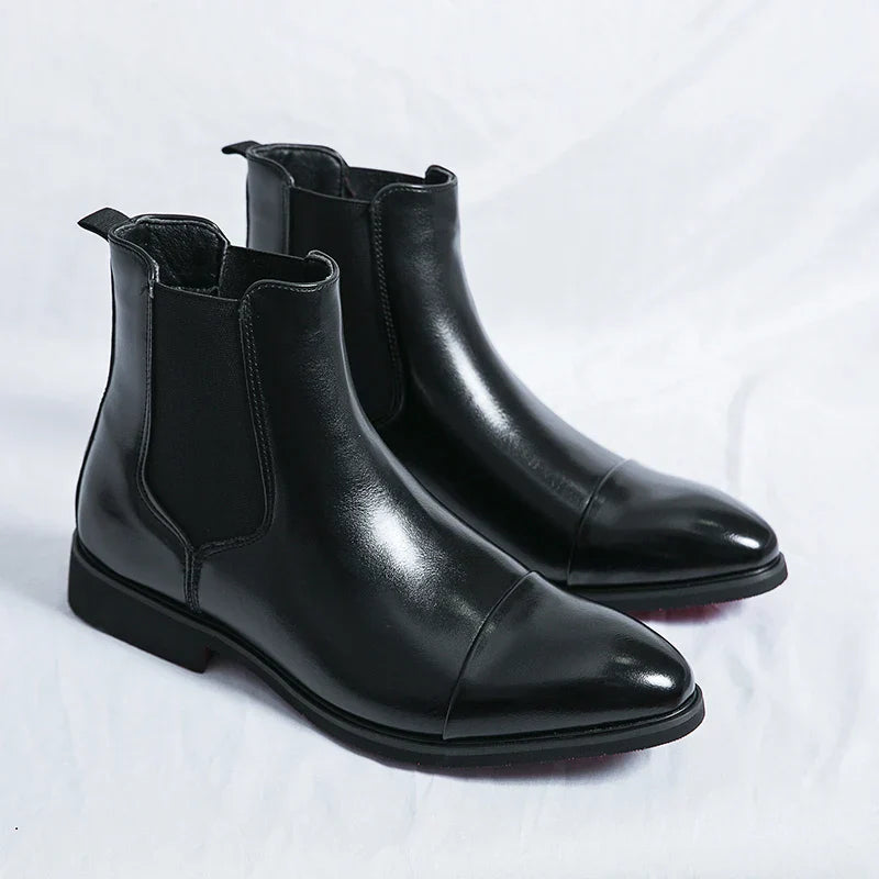 Annibale Carracci - Bottines Chelsea en cuir véritable pour hommes