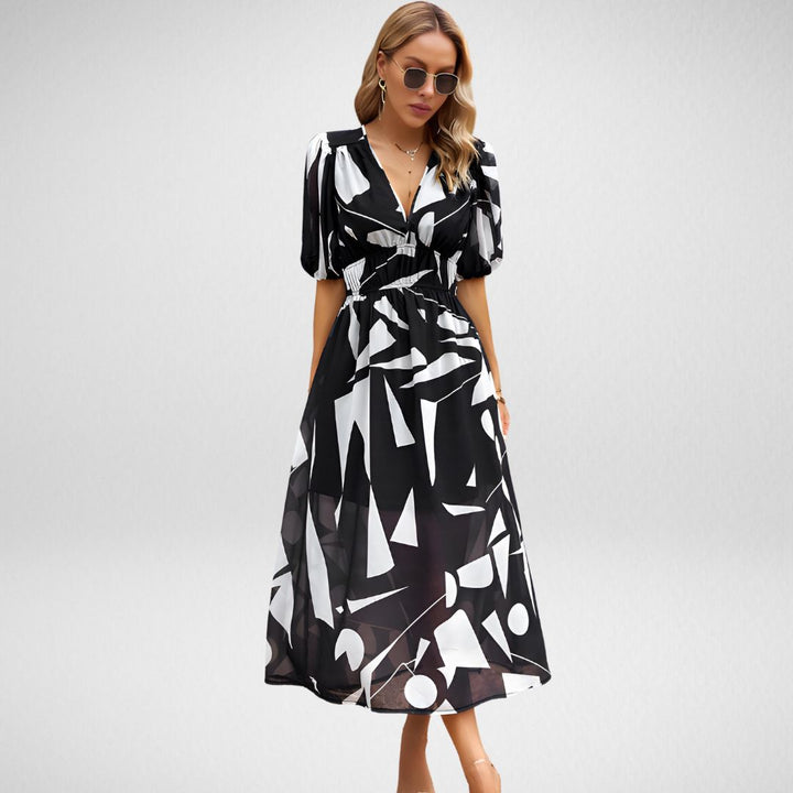 Elara™ Robe à V imprimée