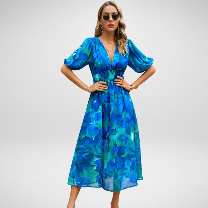 Elara™ Robe à V imprimée