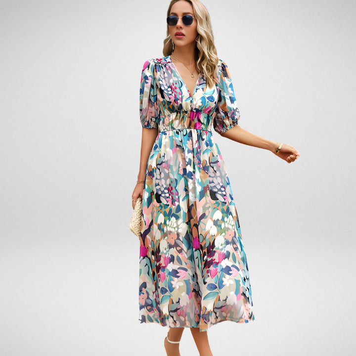 Elara™ Robe à V imprimée