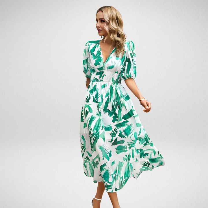 Elara™ Robe à V imprimée