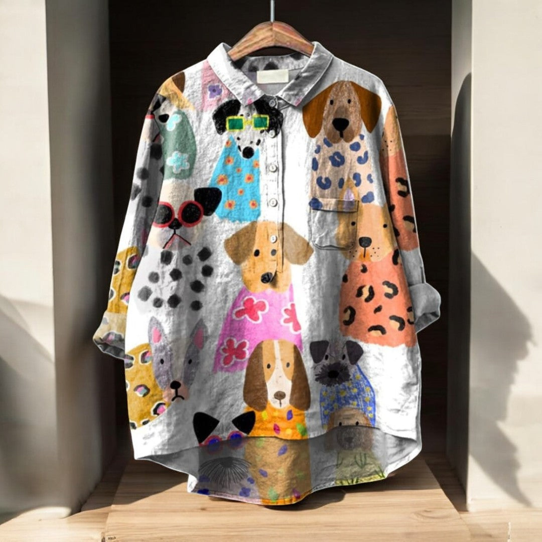 Laluna® | Blouse exclusive pour femmes avec imprimé de chien