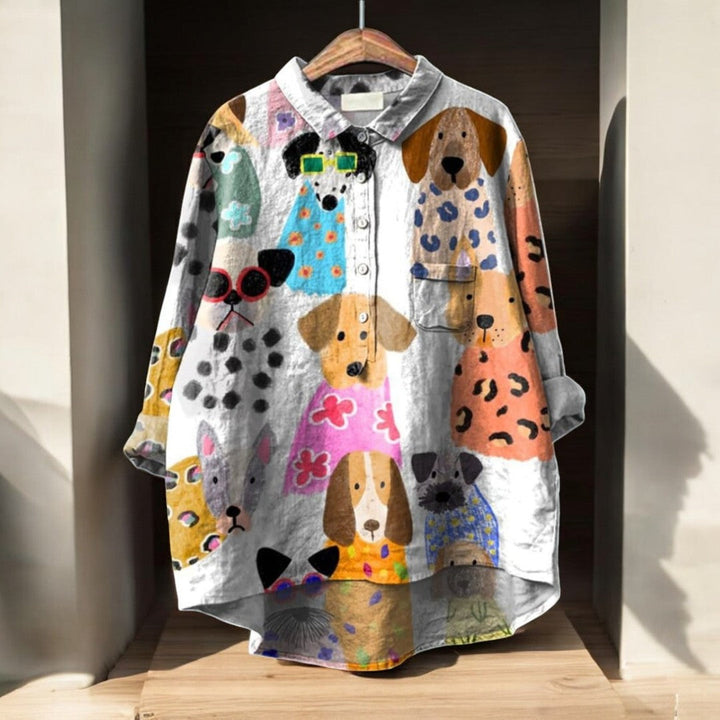 Laluna® | Blouse exclusive pour femmes avec imprimé de chien