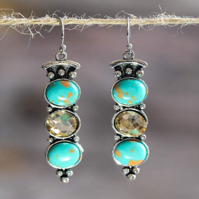 Boucles d'oreilles en turquoise naturelle vintage