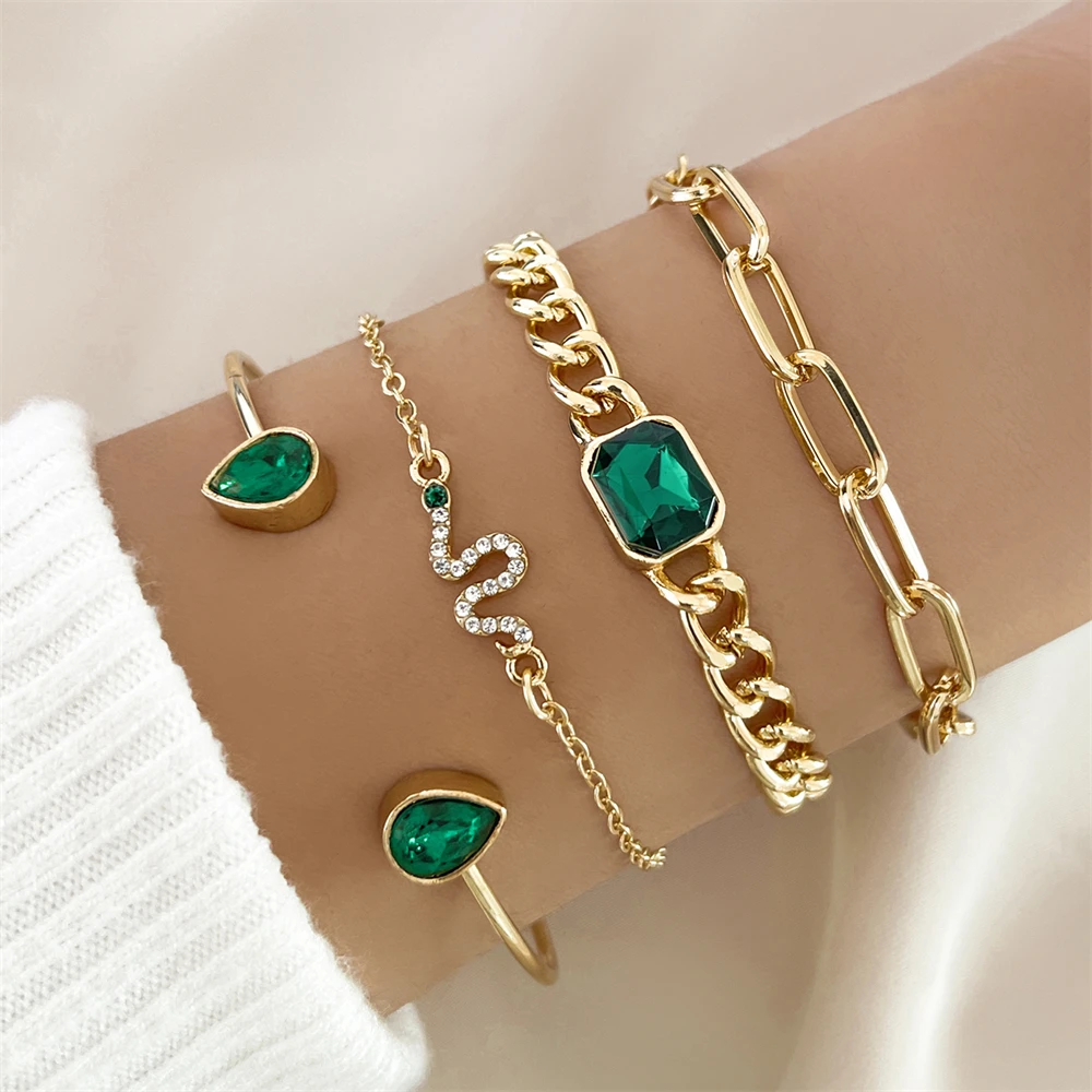 Bracelet Vintage en Cristal Vert Pack