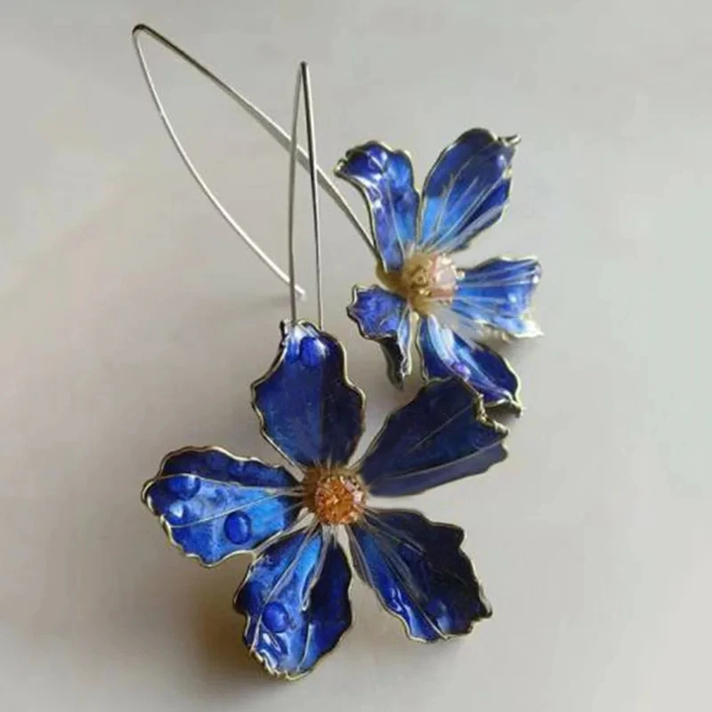 Boucles d'oreilles vintage fleurs bleues