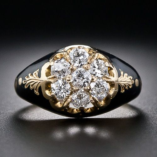 Bague sombre avec paillettes vintage