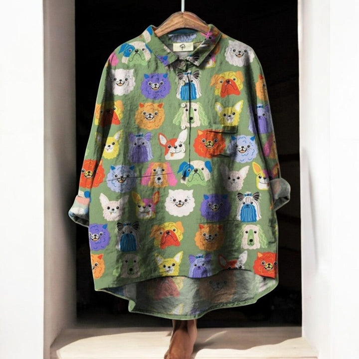 Laluna® | Blouse exclusive pour femmes avec imprimé de chien